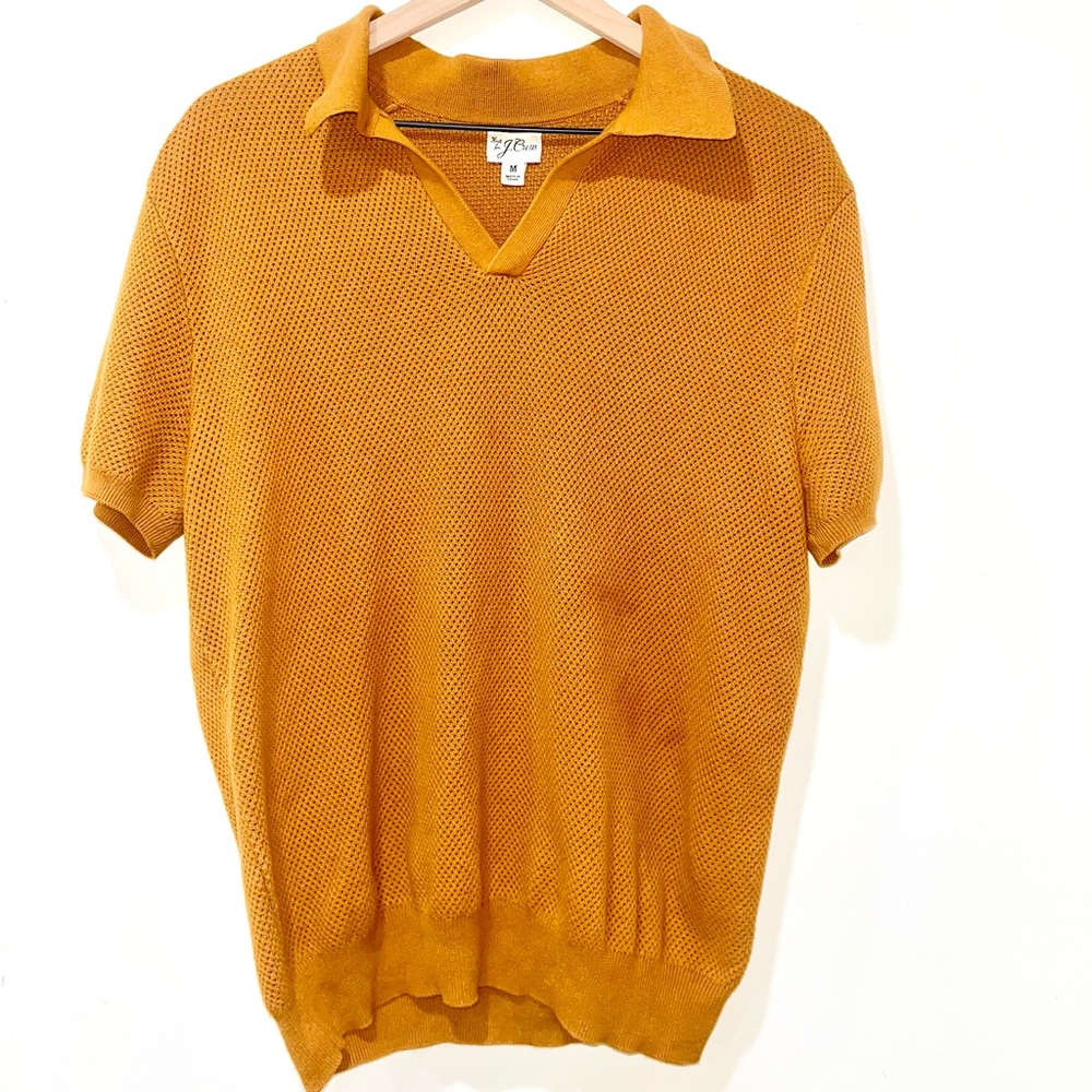J. Crew Mens Mustard Knit Polo Shirt